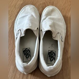 Vans Canvas Laceless Deck Shoes in White slip ons